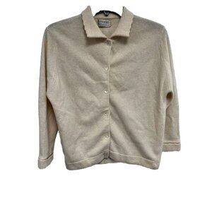 Glasgo Woman Cardigan Lond Sleeve Lambs  Wool Rabbit Hair Beige Size 36